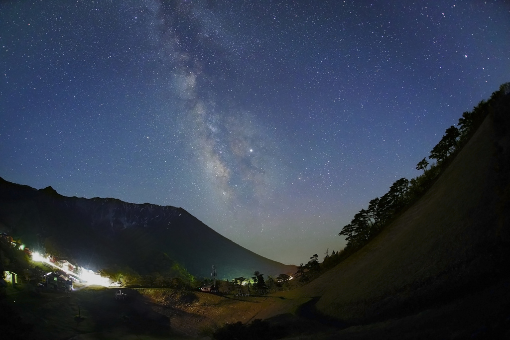 大山と夏の天の川