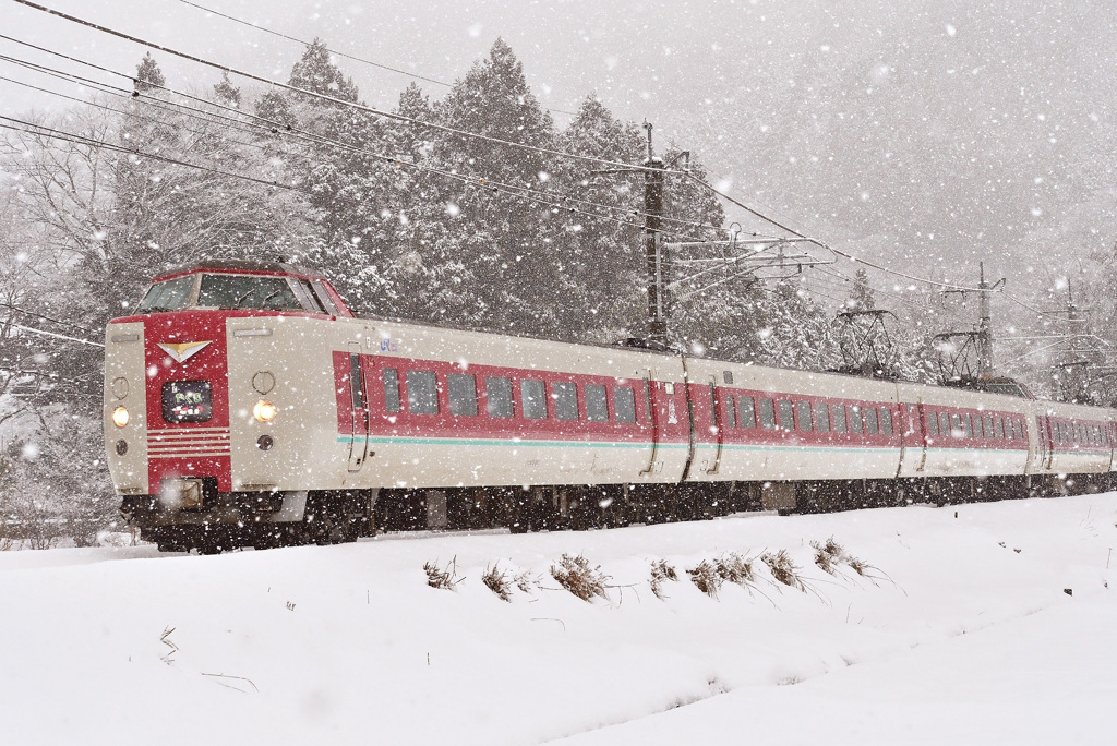 雪の特急やくも