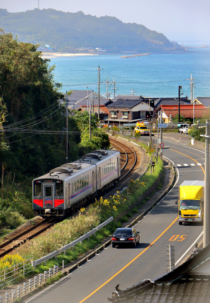 泊海岸の見える場所にて