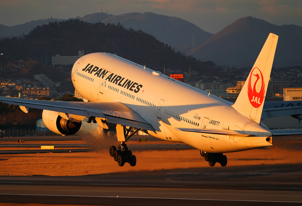 夕日のB777