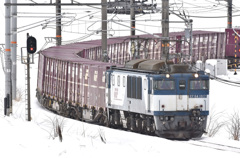 雪の伯備線