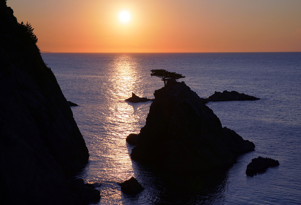 浦富海岸夕暮れ