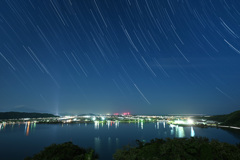 東郷湖に沈む春の星座