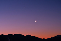 黎明の月と金星