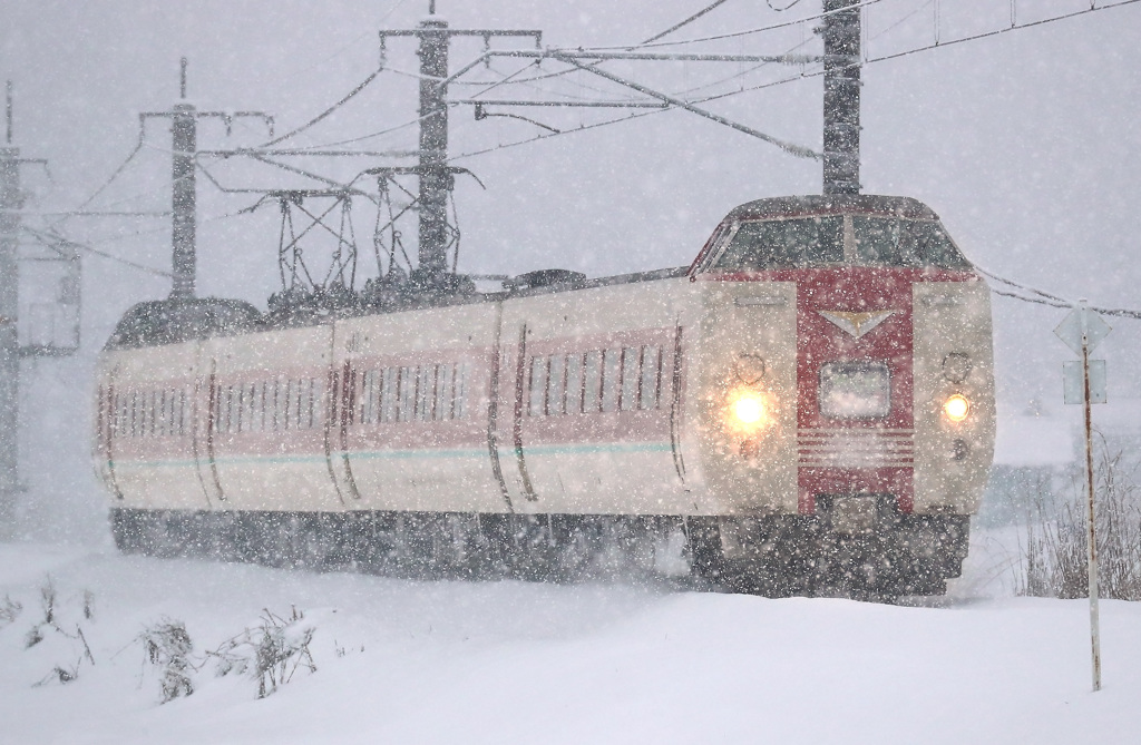 雪の特急やくも