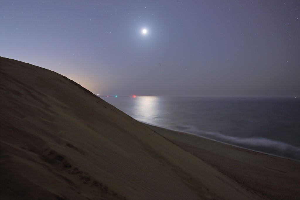 月夜の鳥取砂丘