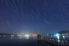 東郷湖に沈む冬の星座