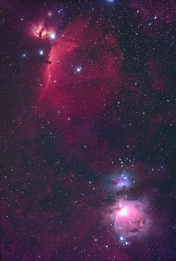 馬頭星雲からオリオン大星雲付近