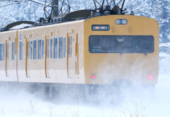 雪の伯備線115系