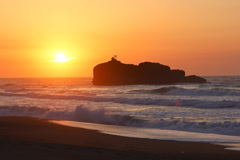 夕日の白兎海岸