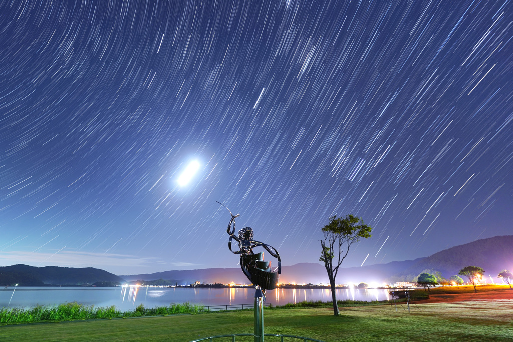 月夜の東郷湖畔