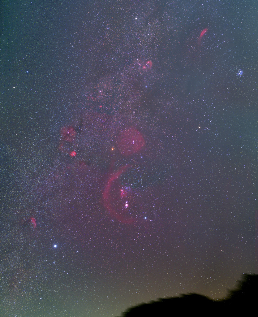 冬の星座と散光星雲
