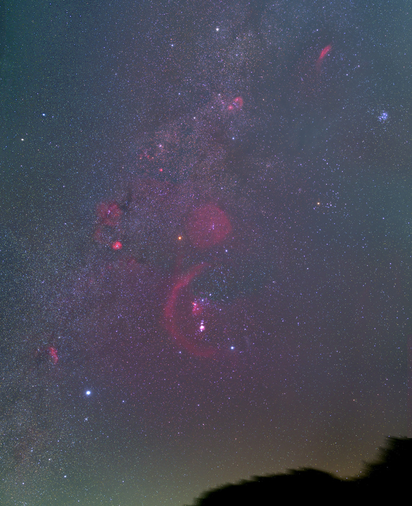 冬の星座と散光星雲