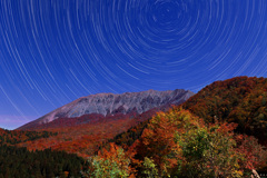 月夜の大山鍵掛峠紅葉