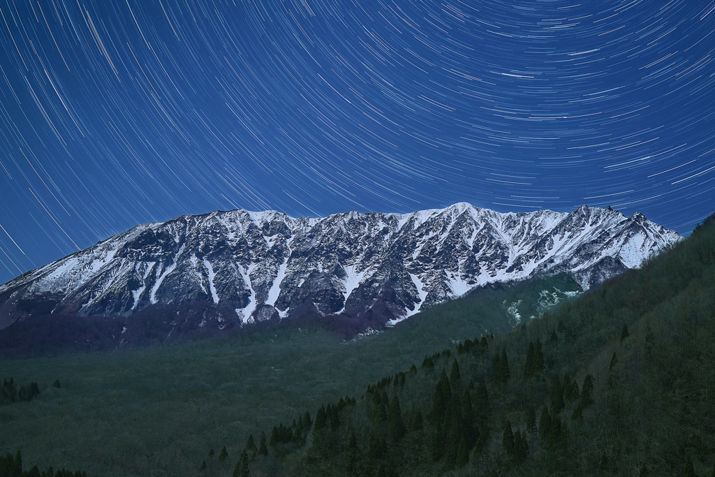 月夜の大山南壁