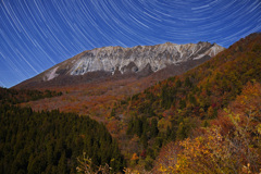 月夜の大山鍵掛峠紅葉