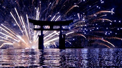 光と音の幻想花＠宮島水中花火大会