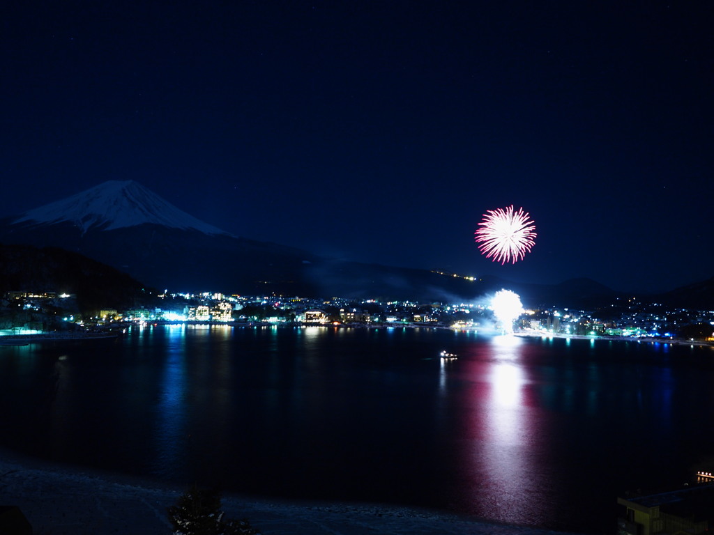 富士山夜花火②