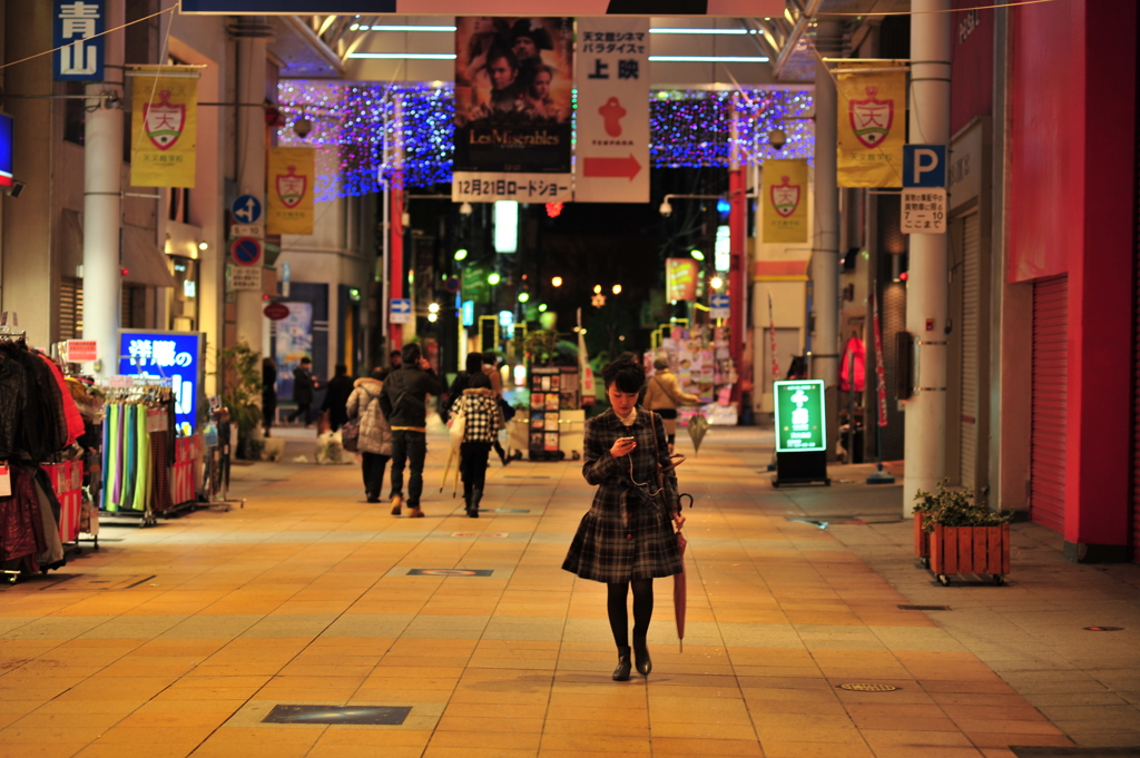 商店街を通っての帰り道