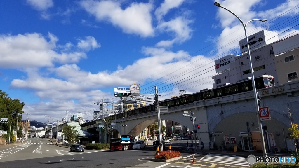 阪急電車と駅。