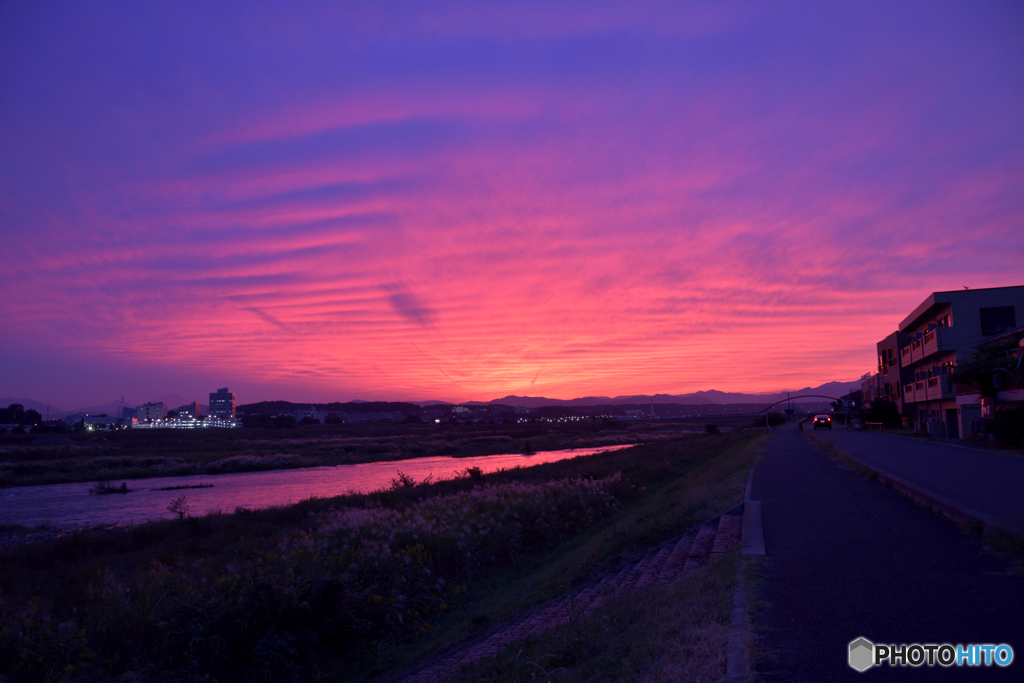 夕陽の風景。