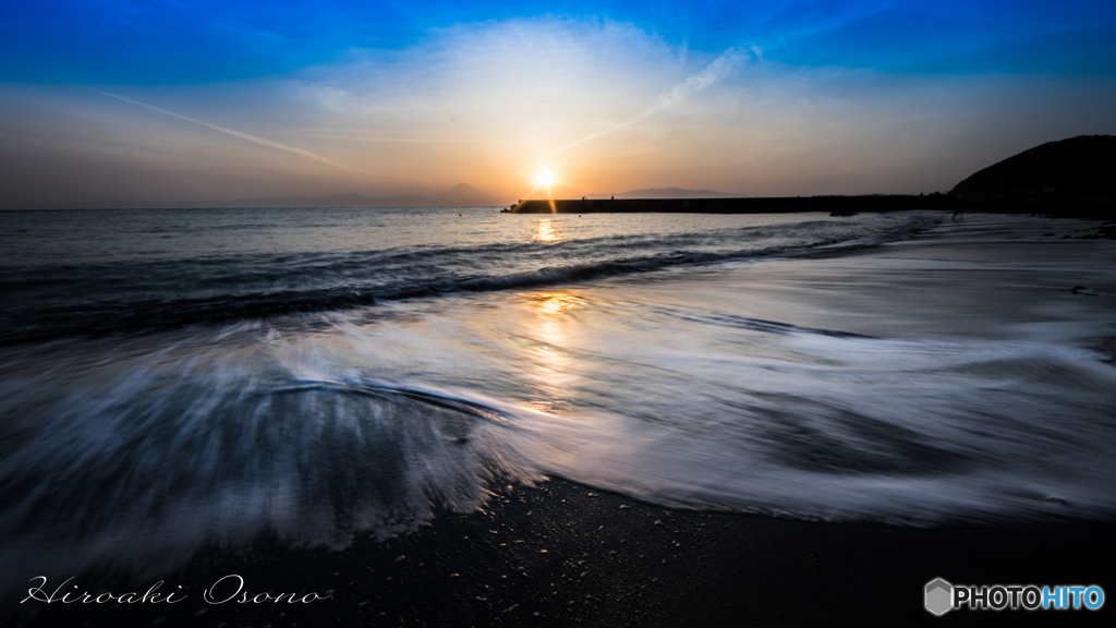 長者ヶ崎海水浴場からの夕景