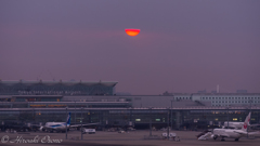 羽田空港　夕陽