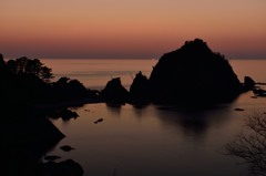 夕暮れの海岸