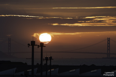 明石海峡に沈む夕日