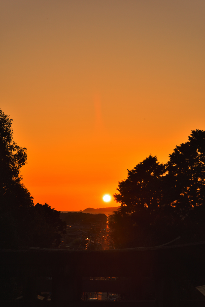 宮地獄神社からの夕日