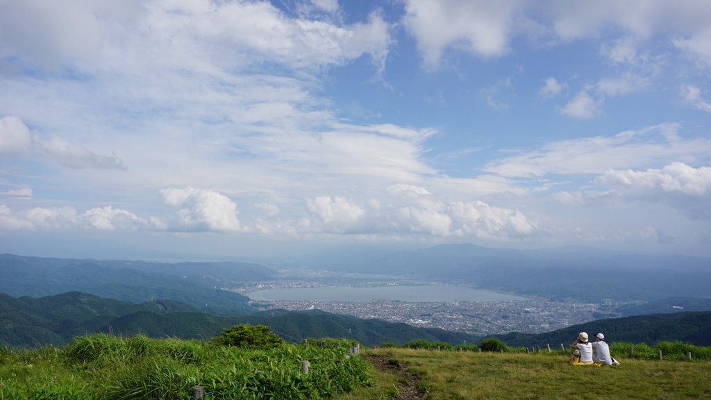 高ボッチ高原から見下ろす諏訪湖