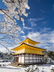 雪の金閣寺。