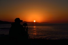 夕陽とおじいさん