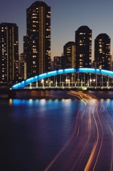 永代橋夜景　光跡