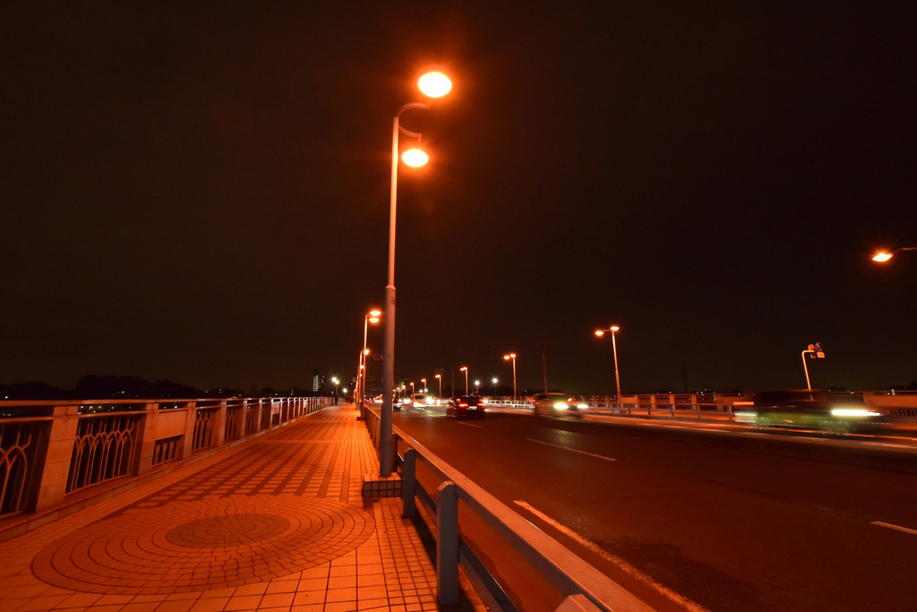 丸子橋の夜景—―そして超広角レンズバージョン