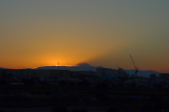 夕日と富士山 
