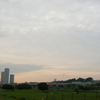 高圧鉄線と夕焼け
