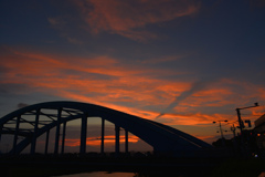 夏の終わりの丸子橋「夕暮れ」