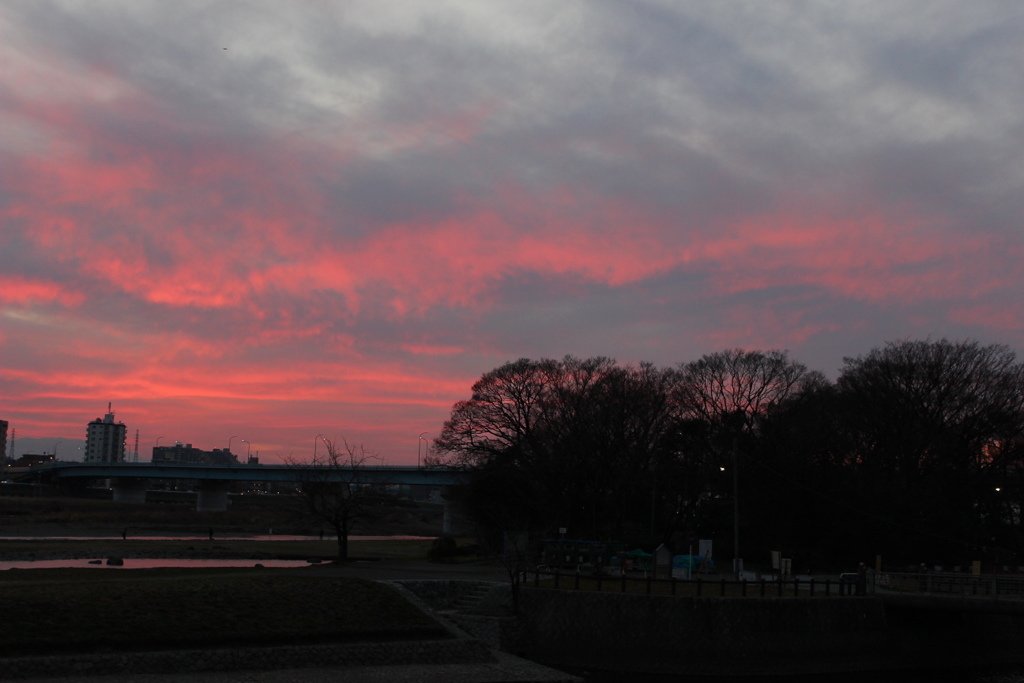 鴇色の夕焼け雲
