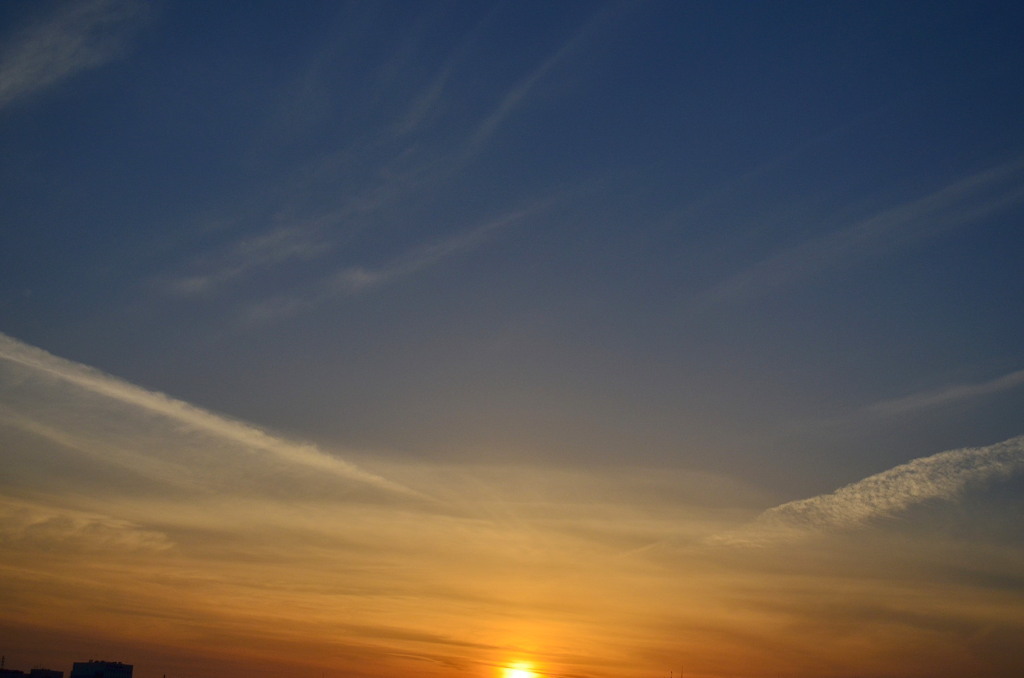 寒い季節の夕焼け