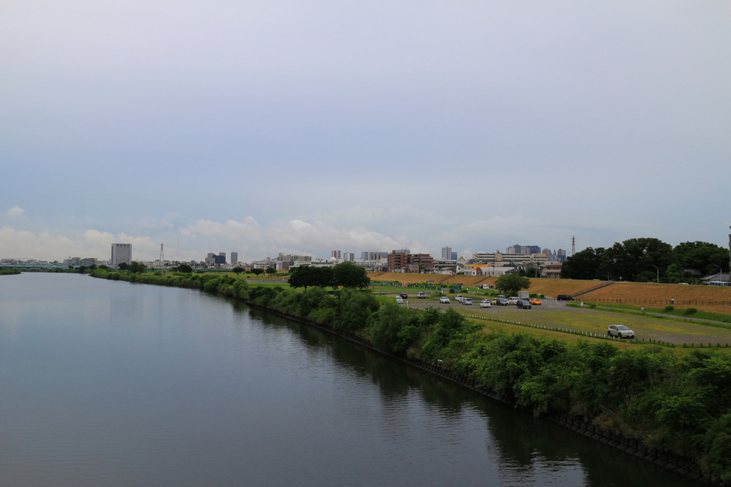 梅雨の多摩川