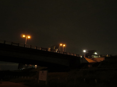 夜の丸子橋「ぶれなくでも画質が汚い」