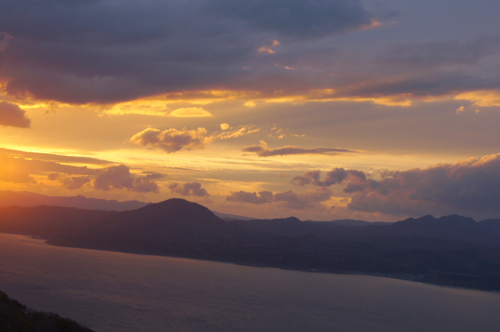 函館山の夕焼け日没前