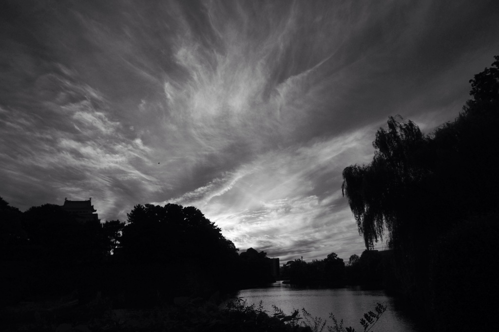 夕景（モノクロ）