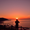干潟の夕陽