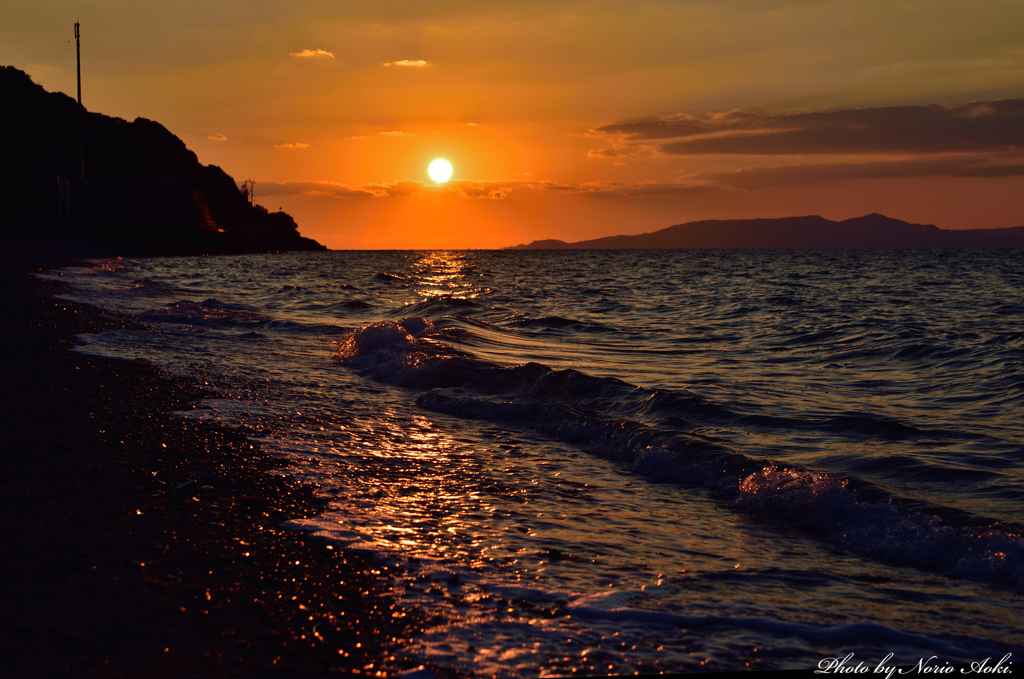 海岸の夕陽