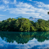 五色沼と磐梯山