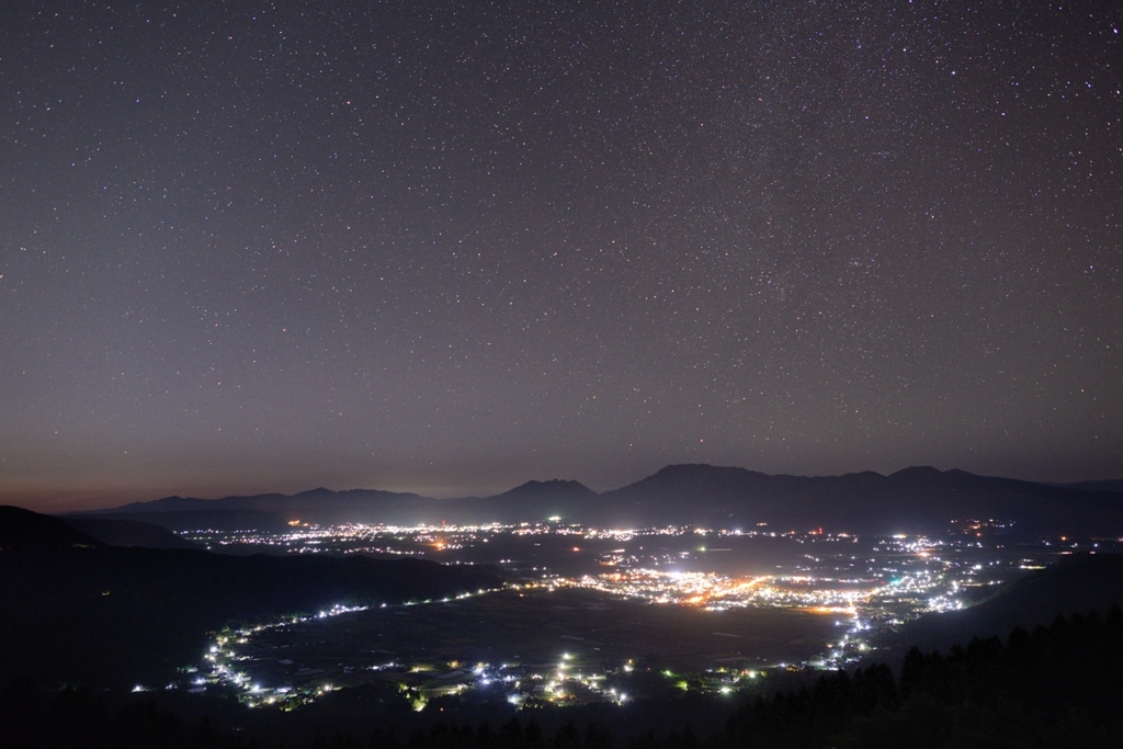 夜景と星空と涅槃像