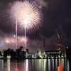 花火と工場の夜景