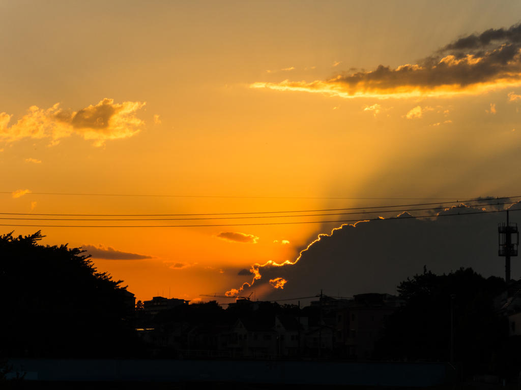 隠れる夕焼け